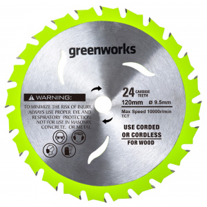 Изображение Диск пильный по дереву для циркулярной мини пилы Greenworks, 120х9,5 мм, 24T 2952507