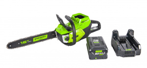 Изображение Аккумуляторная бесщеточная цепная пила Greenworks GD60CS40K2 (2006907UA)
