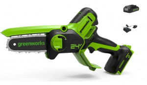 Изображение Аккумуляторная цепная мини пила GreenWorks G24MCS10K2 2008207UA