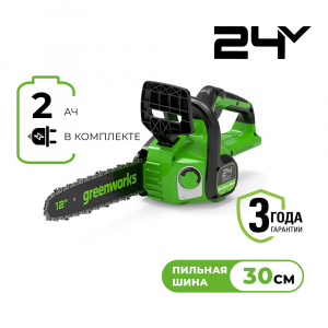 Изображение Аккумуляторная бесщеточная цепная пила Greenworks GD24CS30K4 (2007007UA)